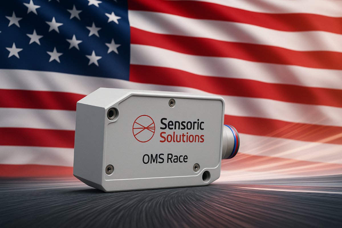 OMS Race Sensor in front of an U.S. flag
